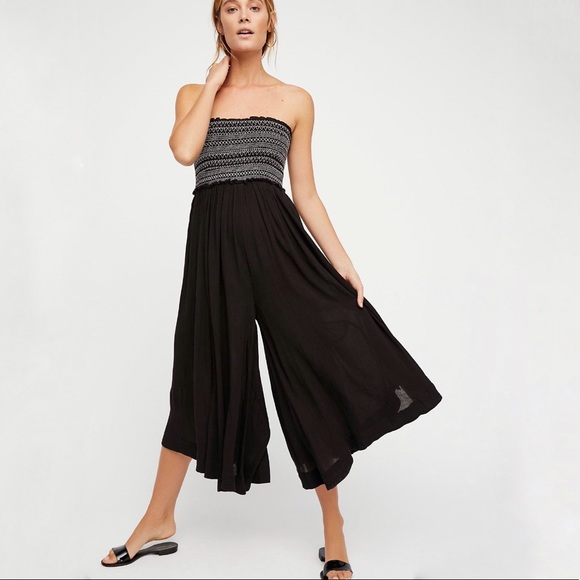 Free People Pants - Free People once upon a rainbow black white strapless smocked jumper jumpsuit